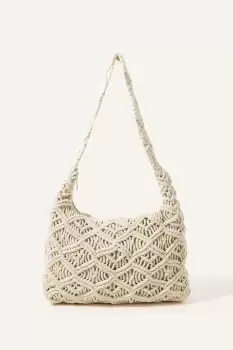 Image of Macrame Zip Top Shoulder Bag