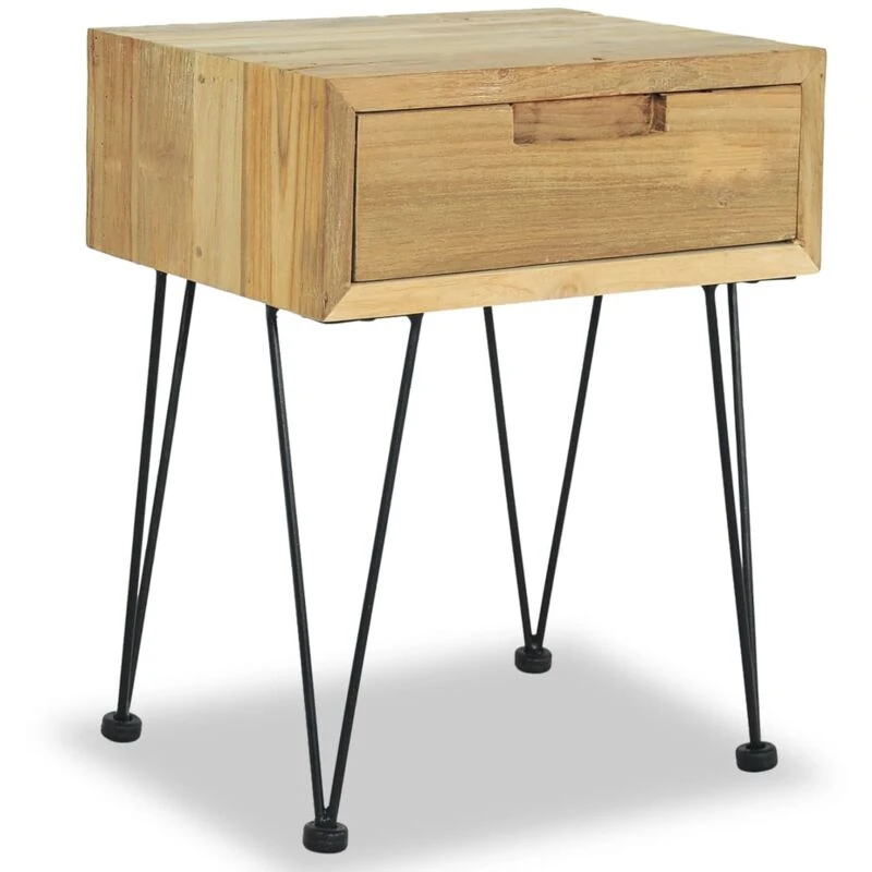 Image of vidaXL Solid Teak Bedside Cabinet 40x30x50cm with Drawer Nightstand Table