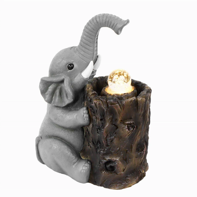 Image of Streetwize Solar Water Feature with Battery Backup - Elephant with Ball Grey unisex One Size