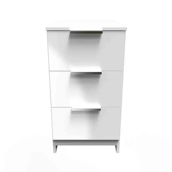 Image of Welcome Furniture Ready Assembled Plymouth 3 Drawer Bedside Cabinet In White Gloss