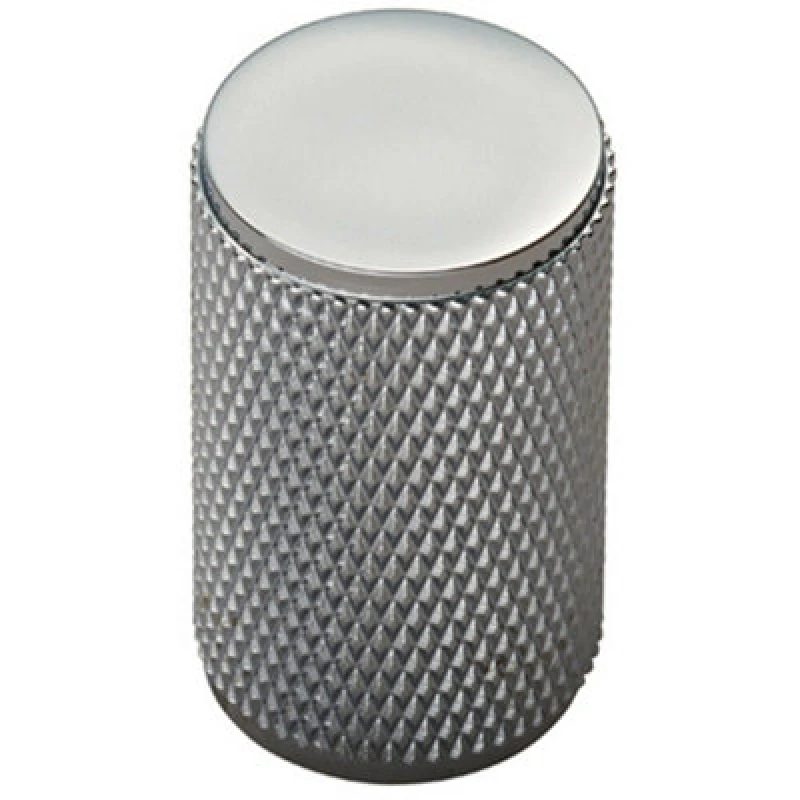 Image of Loops Knurled Cylindrical Cupboard Door Knob 18mm Dia Chrome Cabinet Handle Multi unisex