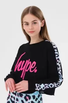 Image of Ice Leopard Script Crop Crew Neck