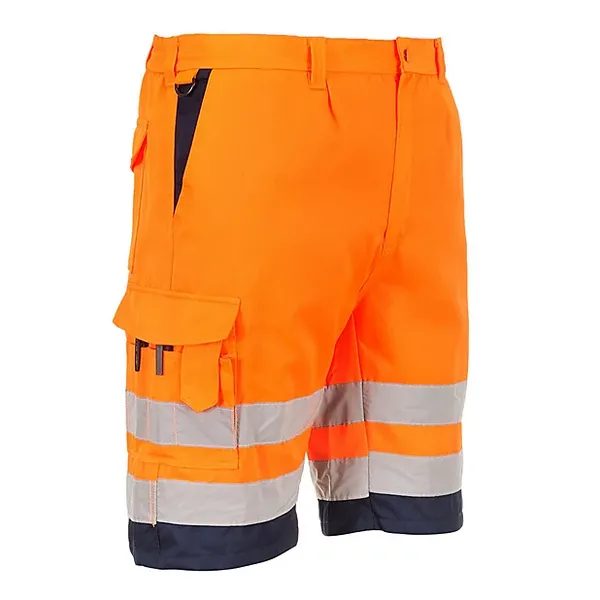 Image of Portwest Mens Class 1 Hi Vis Poly Cotton Shorts E043ONRXXXL Colour: Orange / Navy