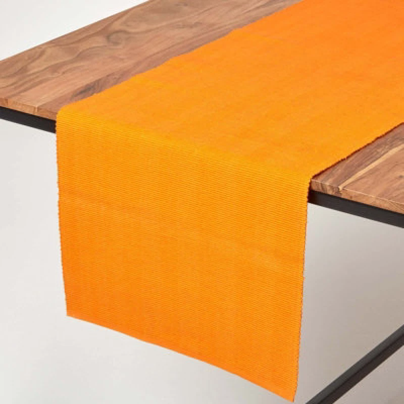 Image of Homescapes Cotton Plain Orange Table Runner