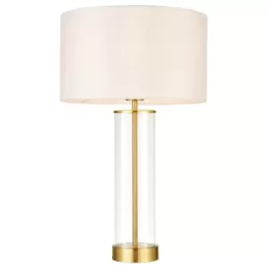 Image of Touch Dimmable Table Lamp Gold Glass & White Shade Modern Bedside Feature Light