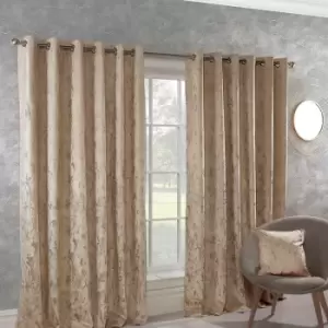 Image of Sundour Malmo Faux Distressed Velvet Natural Fully Lined Eyelet Curtain Pair 66x54'