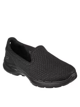 Image of Skechers Go Walk 6 Sea Coast Plimsolls, Black, Size 8, Women