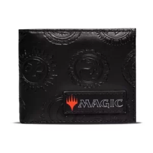 Image of HASBRO Magic: The Gathering Logo with Embossed Symbols Bi-fold Wallet, Male, Black (MW074865HSB)