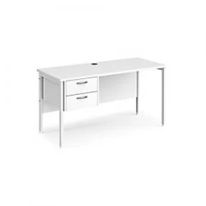 Image of Maestro 25 H-Frame Home Office Desk with 2 Drawer Pedestal 600 mm White, Beech