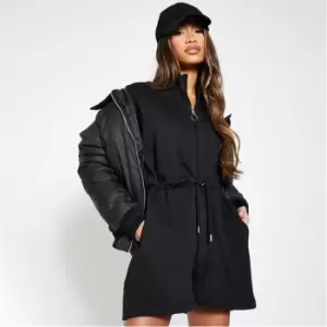 Image of I Saw It First Brushback Toggle Waist Funnel Neck Playsuit - Black