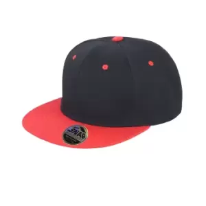 Image of Result Unisex Core Bronx Original Flat Peak Snapback Dual Colour Cap (Pack of 2) (One Size) (Black/Red)