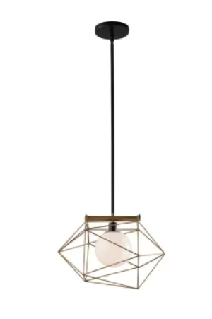 Image of Abraxas Globe Cage Ceiling Pendant, Black, Gold, E27