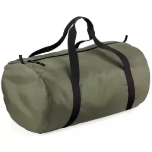 Image of Packaway Barrel Bag / Duffle Water Resistant Travel Bag (32 Litres) (One Size) (Olive Green / Black) - Bagbase
