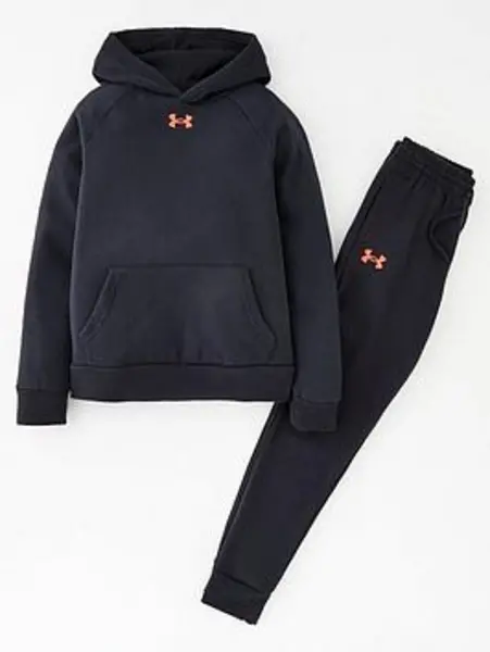 Image of Under Armour Boys Rival Fleece Tracksuit - Black Size L=11-12 Years