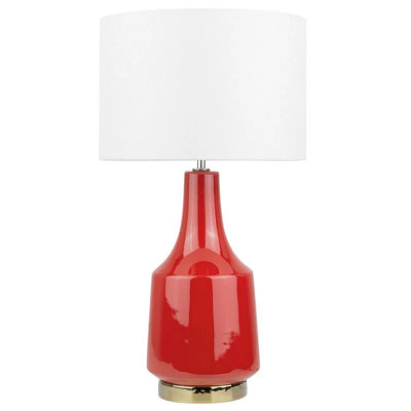 Image of Beliani Table Lamp Triversa Ceramic Red