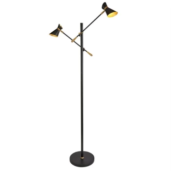 Image of Searchlight Diablo - LED 2 Light Floor Lamp Matt Black, Gold