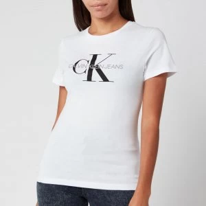 Image of Calvin Klein Jeans Womens Monogram Logo Regular Fit T-Shirt - Bright White - M