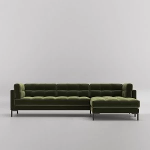 Image of Swoon Landau Velvet Corner Sofa - Right Hand Side - Corner Sofa - Fern