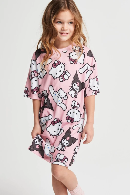 Image of Brand Threads Hello Kitty Nightie in Pink Size: 9-10 Years Pink Unisex 9-10 Years