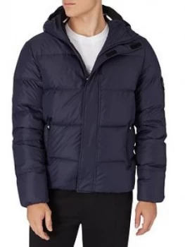 Image of Calvin Klein Jeans Hooded Down Padded Jacket - Navy