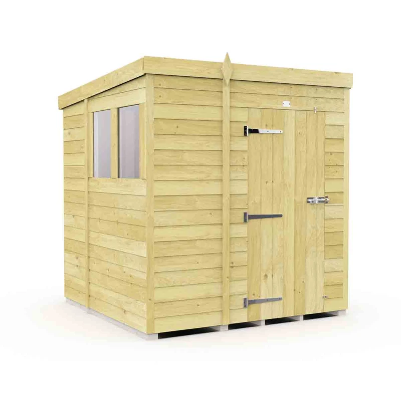 Image of Flat Pack Sheds DIY Sheds 6 x 7 Pent Shed, Brown 6X7PFF