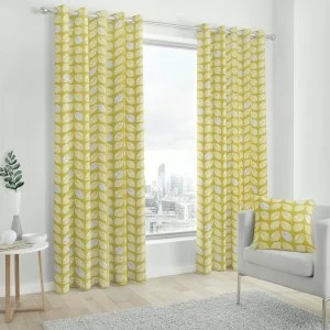 Image of Fusion Delft Fully Lined Eyelet Curtains - Ochre