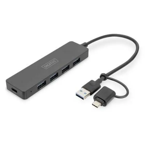 Image of Digitus Digitus DA-70235 USB 3.0 hub + USB C connector Black DA-70235