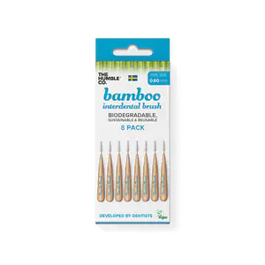 Image of The Humble Co Bamboo 0.6mm Blue Interdental Brush 8Pcs