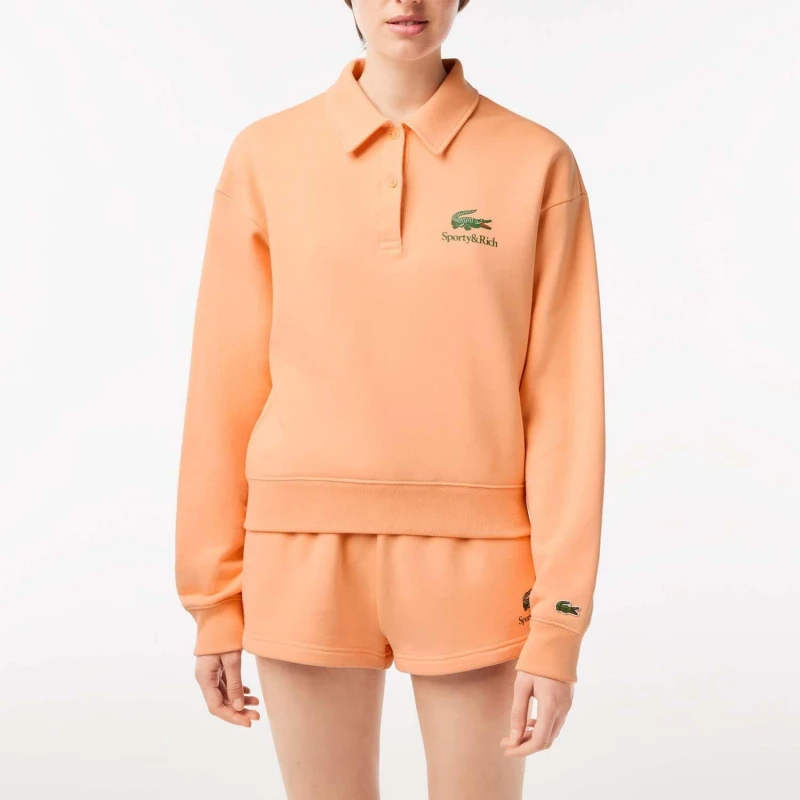 Image of Lacoste Lacoste x Sporty & Rich Polo Shirt - Orange Orange 12