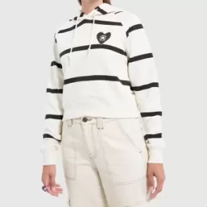 Image of Converse Bold Scene Crop Hoodie In White & Black