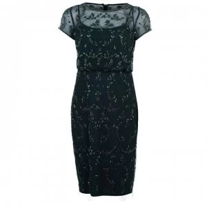 Image of Adrianna Papell Beaded Short Dress - DUSTY EMERALD