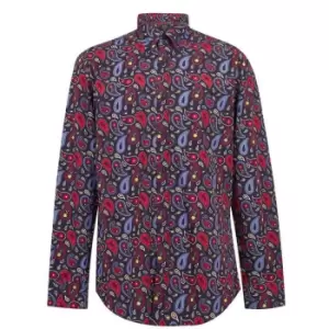 Image of Paul And Shark Paisley Cotton Long Sleeve Shirt - Multi