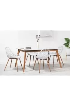 Image of York White 150cm Dining Table with 4 Aurora Chairs