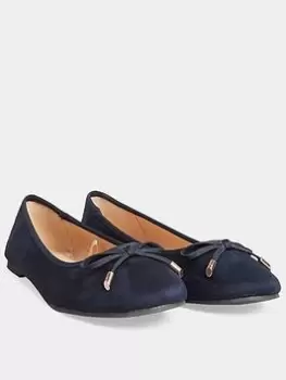 Image of Long Tall Sally Suedette Ballerina Shoes - Navy, Size 11, Women