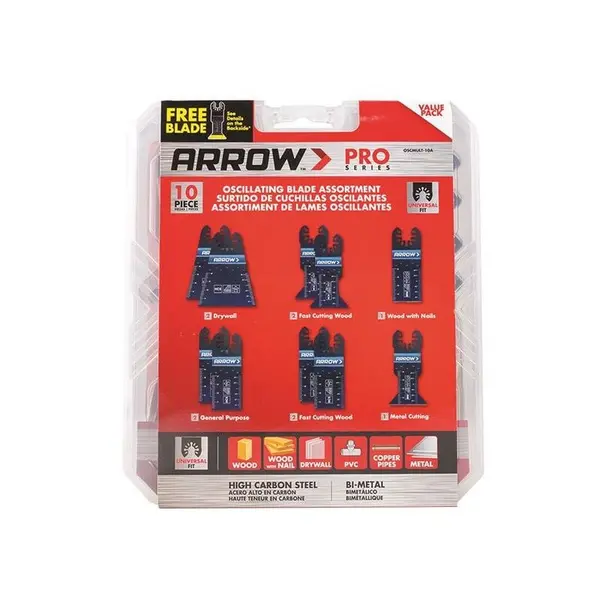 Image of Arrow 10 Piece Oscillating Multi-Tool Blade Assortment Set OSCMULT-10A