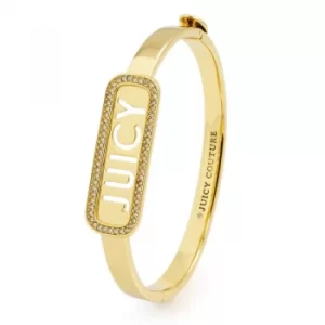 Image of Ladies Juicy Couture Gold Plated Juicy Tags Hinged Bangle