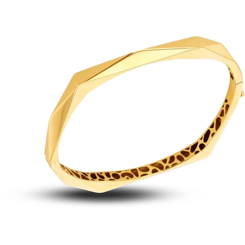 Image of Be You 9ct Gold Polished Faceted Bangle Yellow Gold female One Size