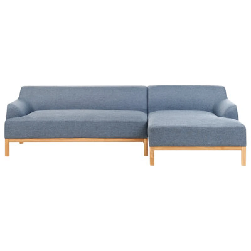 Image of Beliani Corner Sofa 3 Seater Sosjo Fabric Blue Left Hand