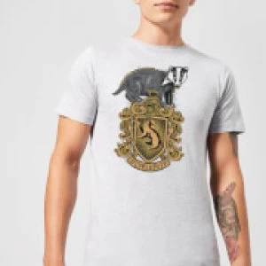 Image of Harry Potter Hufflepuff Drawn Crest Mens T-Shirt - Grey - L
