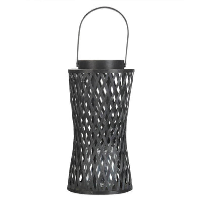 Image of Beliani Lantern Mactan Bamboo Wood 38cm Black