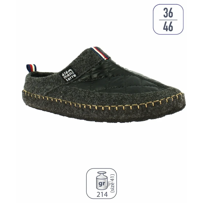 Image of Mixed quilted felt slippers Elementerre Oniealaise Noir Unisex 42