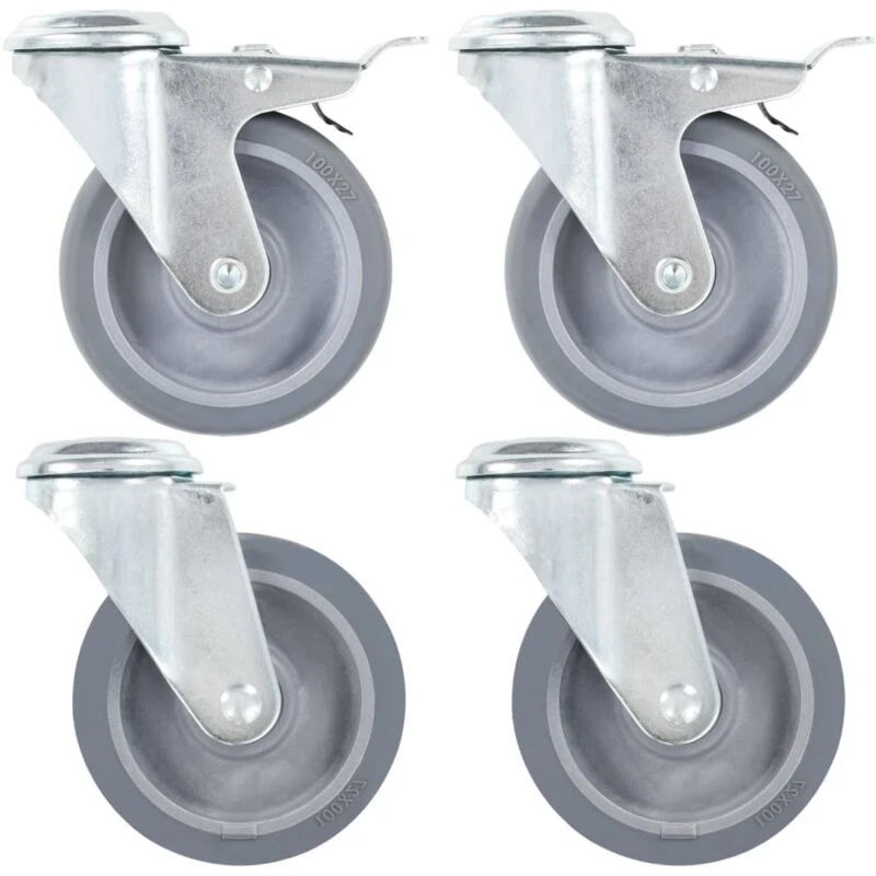 Image of VIDAXL Bolt Hole Swivel Casters 4 pcs 100 mm Vidaxl 8718475720256