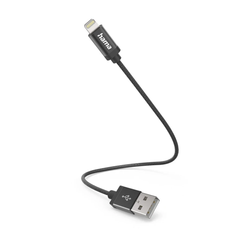 Image of Hama Hama USB charging cable USB 2.0 Apple Lightning plug, USB-A plug 0.20 m Black 00201578 00201578