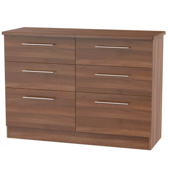 Image of Robert Dyas Edina Ready Assembled 6-Drawer Midi Chest of Drawers - Walnut