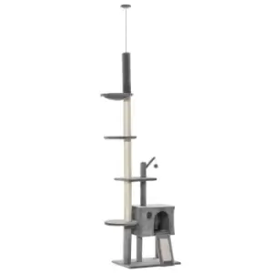 Image of PawHut Multi-level Cat Tree Tower - Light Grey