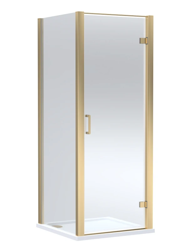 Image of Balterley Hinged Shower Door & Tray Pack: 800x800mm Brushed Brass/White in Metallics Metallics Unisex