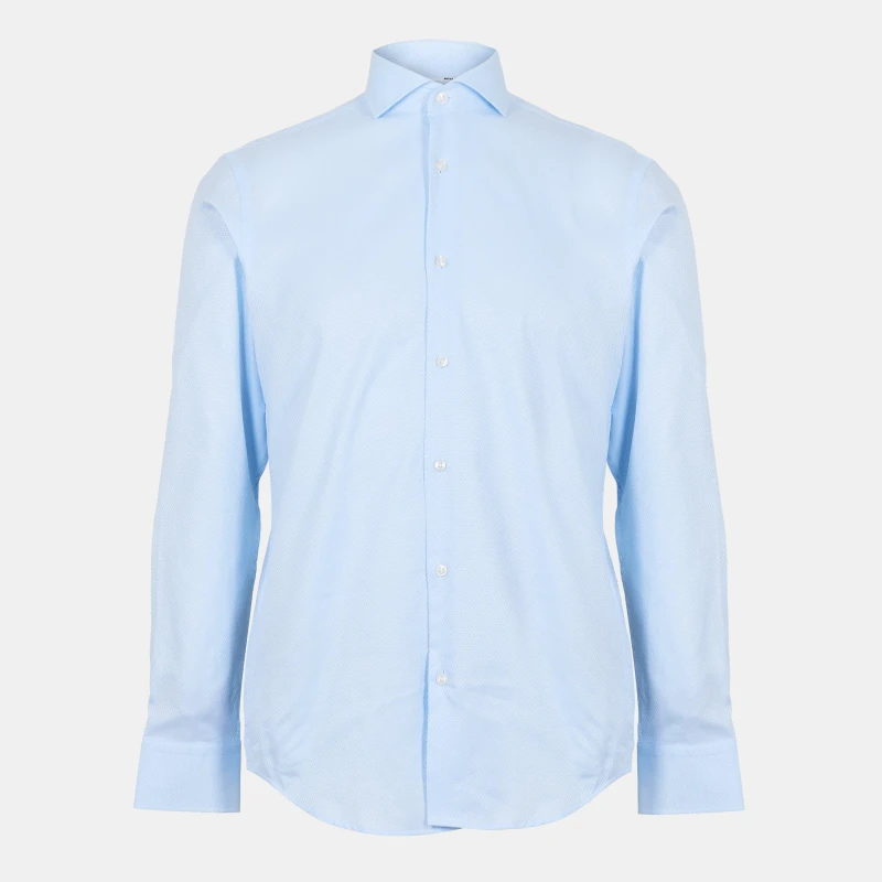 Image of Boss Mens H Joe Spread Long Sleeve Oxford Shirt Lt/Pastel Blue male 15 inch
