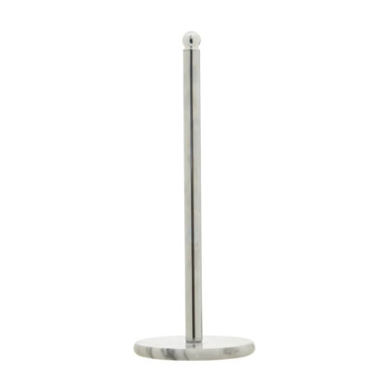 Image of Premier Housewares Stable Chrome Kitchen Roll Holder With Marble Base, Elegant Kitchen Holder, Sturdy Paper Towel Roll Holder Silver