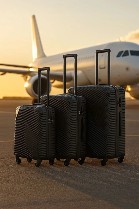 Image of Neo 3 Piece Hard Shell Luggage Suitcase Set Black