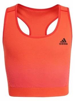 Image of adidas Junior Girls Aeroknit Tank Top - Red/Pink, Red/Pink, Size 9-10 Years, Women